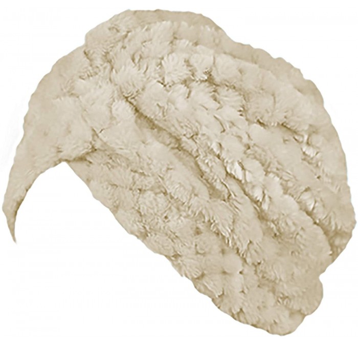 Headbands Faux Fur Turban Hair Cover One Size - Eggnog Cream - CP18ZE2N68X $32.88