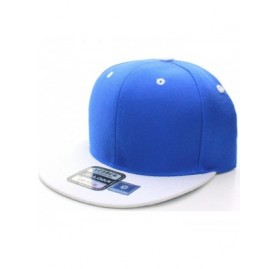 Baseball Caps Classic Flat Bill Visor Blank Snapback Hat Cap with Adjustable Snaps - Blue - White - C9119R34QNF $20.51