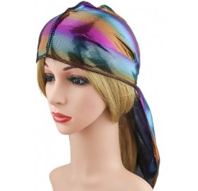 Skullies & Beanies Silky Durags for Men/Womens Waves Cap-Extra Long-Tail Hologram Headwraps for 360 Waves - A1 - Purple - C51...