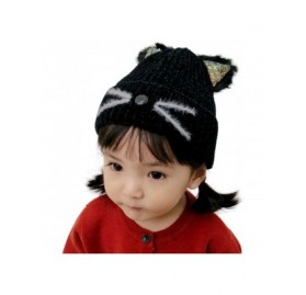 Skullies & Beanies Winter Hats for Women Kid Chenille Cat Ear Hat Warm Beanie Hat Ski Cap - Kids_black - C518XACLYNN $9.24