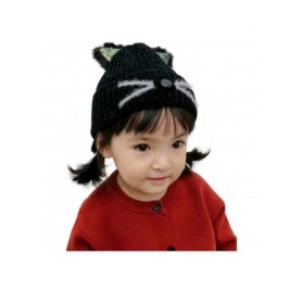 Skullies & Beanies Winter Hats for Women Kid Chenille Cat Ear Hat Warm Beanie Hat Ski Cap - Kids_black - C518XACLYNN $9.24