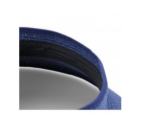 Visors Straw Wide Brim Foldable Roll Up Floppy Visor Sun Hat with Bow - Navy Blue - CD12GYNBZ2P $15.65