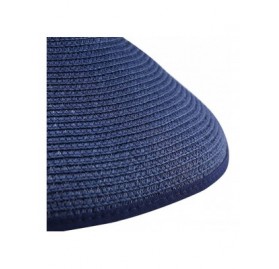Visors Straw Wide Brim Foldable Roll Up Floppy Visor Sun Hat with Bow - Navy Blue - CD12GYNBZ2P $15.65
