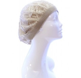Berets Womens Lightweight Cut Out Knit Beanie Beret Cap Crochet Hat - Many Styles - Beige Leaf - CO12LCQ650B $10.59