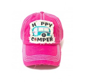 Baseball Caps Women's Happy Camper Camp Fire Patch Embroidery Baseball Hat - Pink - CI18CC66HNS $15.50