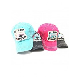 Baseball Caps Women's Happy Camper Camp Fire Patch Embroidery Baseball Hat - Pink - CI18CC66HNS $15.50
