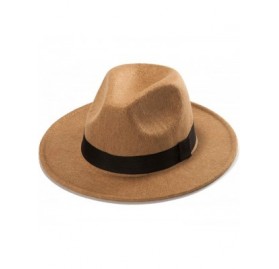 Fedoras Womens Fedora Hat Pack of 3 Panama Hats for Women Men Felt - Light Brown-black-dark Brown - CC18KA4ZA7H $29.43