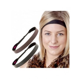 Headbands Adjustable Non Slip Animal Print Hair Band Headbands for Women & Girls Pack - 2pk Wide Brown & Black Faux Leather -...