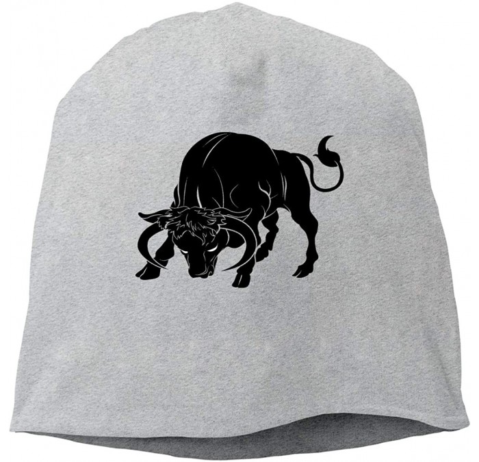 Skullies & Beanies Man Skull Cap Beanie Taurus Zodiac Sign Headwear Knit Hat Warm Hip-hop Hat - Gray - CS18IKASMOI $18.68