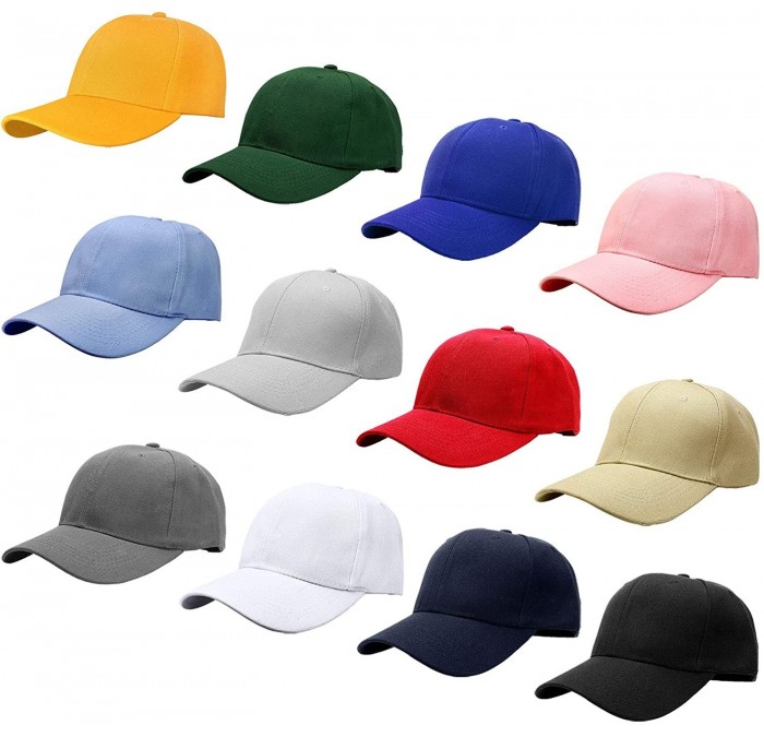 Baseball Caps Wholesale 12-Pack Baseball Cap Adjustable Size Plain Blank Solid Color - Assorted Color Group 1 - C218E5QULET $...