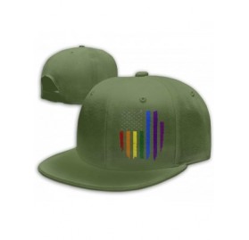 Baseball Caps Gay LGBT Pride Rainbow Flag Snapback Flat Baseball Cap Men Adjustable - Moss Green - C5196XMWLOS $15.98