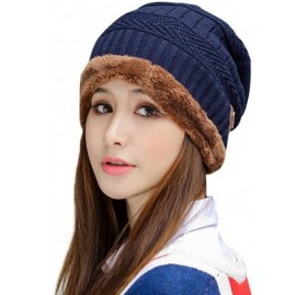 Skullies & Beanies Winter Hats for Women & Men Slouchy Beanie Skull Caps Warm Snow Ski Knit Hat Cap - Navy - C7188HW49DW $11.26