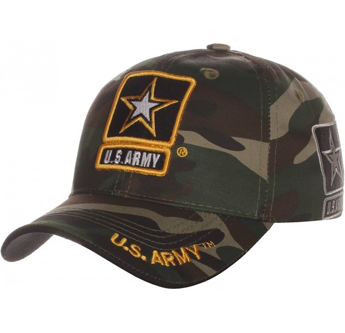 Baseball Caps US Army Official License Structured Front Side Back and Visor Embroidered Hat Cap - Army Camo - CW12EW8I2IT $26.34