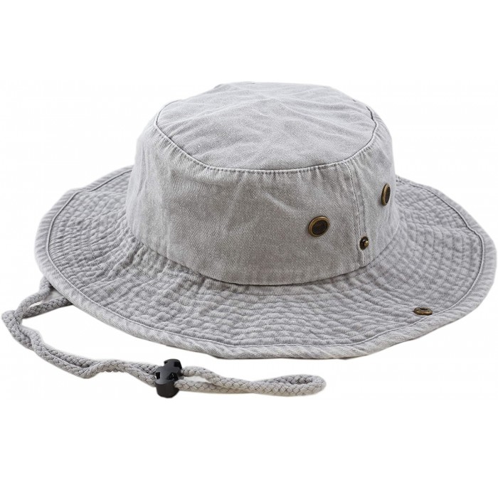 Sun Hats 100% Cotton Stone-Washed Safari Wide Brim Foldable Double-Sided Sun Boonie Bucket Hat - Pigment - Grey - CR18R4ZMRON...