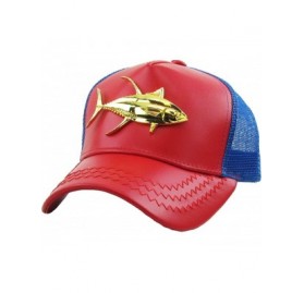 Baseball Caps Dominican Republic Gold Badge Wolf Rooster Tuna Trucker Cap Adjustable Snapback Hat - 3.(tuna) Red/Royal - CI18...