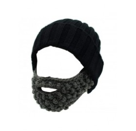 Skullies & Beanies Unisex Funny Winter Hat w/Fake Beard Detachable Beard Beanie Hand-Knit Hat - Black - CB18L7NZ2DO $9.84