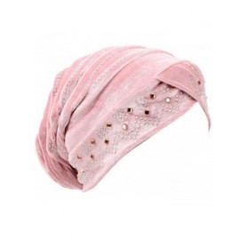 Headbands Women Underscarf Cap Hijab Bonnet Muslim Full Cover Hijab with Diamond - Pink - CO18G4WA2UG $11.30