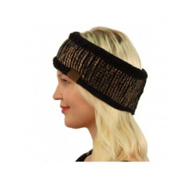 Cold Weather Headbands Winter Fuzzy Fleece Lined Thick Knitted Headband Headwrap Earwarmer - Metallic Black/Gunmetal - CH18IG...
