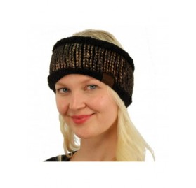 Cold Weather Headbands Winter Fuzzy Fleece Lined Thick Knitted Headband Headwrap Earwarmer - Metallic Black/Gunmetal - CH18IG...