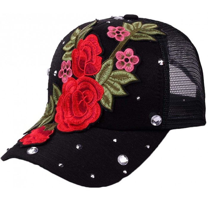 Baseball Caps Unisex Rose Embroidered Adjustable Strapback Dad Hat Baseball Cap - Flower-4 - CU18WTQ7L4T $26.55