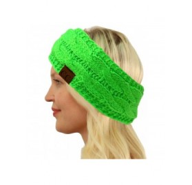 Cold Weather Headbands Winter CC Confetti Warm Fuzzy Fleece Lined Thick Knit Headband Headwrap Hat Cap - Neon Lime - CH18A7MZ...