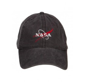 Baseball Caps NASA Logo Embroidered Washed Cap - Black - CB126E5SZIF $27.30