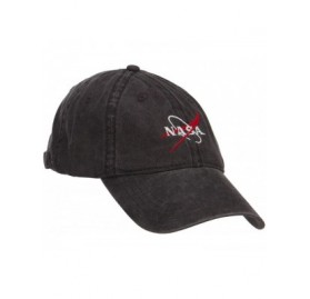 Baseball Caps NASA Logo Embroidered Washed Cap - Black - CB126E5SZIF $27.30