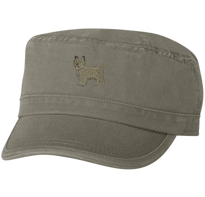 Baseball Caps Cairn Terrier 100% Cotton Corps Cap - Olive - CN128NXBUUB $57.32