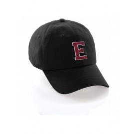 Baseball Caps Customized Letter Intial Baseball Hat A to Z Team Colors- Black Cap White Red - Letter E - CY18ET55HLA $13.26