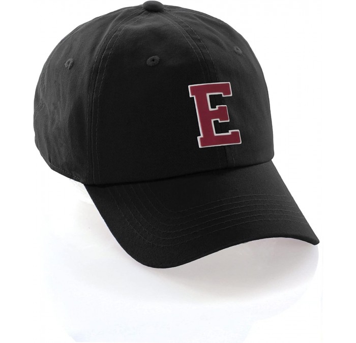 Baseball Caps Customized Letter Intial Baseball Hat A to Z Team Colors- Black Cap White Red - Letter E - CY18ET55HLA $25.19