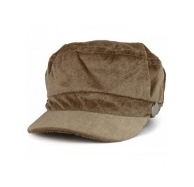 Newsboy Caps Women's Newsboy Velvet Baker Boy Style Cabbie Hat - Khaki - CY18D78GHDG $24.61