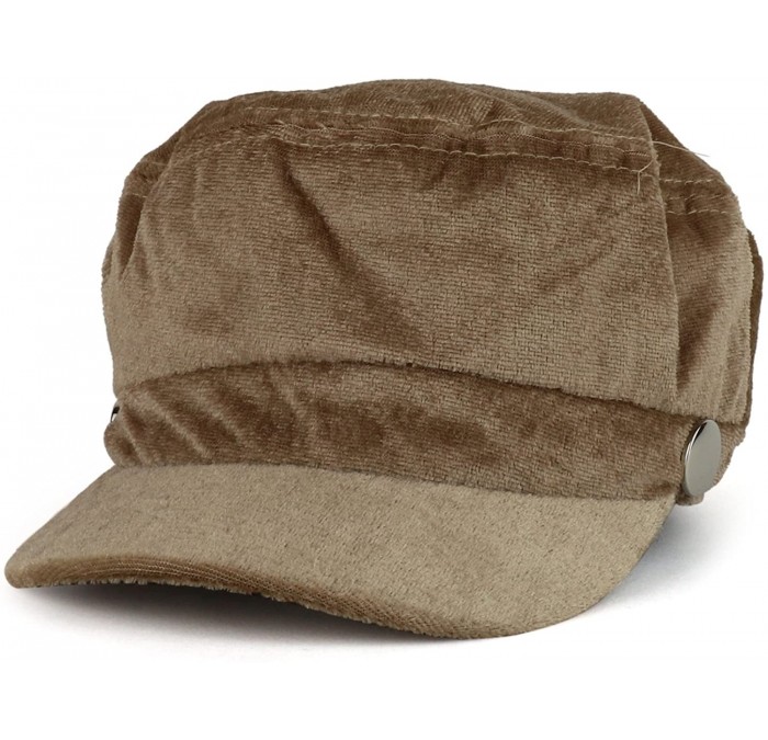 Newsboy Caps Women's Newsboy Velvet Baker Boy Style Cabbie Hat - Khaki - CY18D78GHDG $38.46