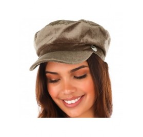 Newsboy Caps Women's Newsboy Velvet Baker Boy Style Cabbie Hat - Khaki - CY18D78GHDG $24.61