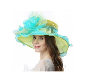 Sun Hats Women's Vintage 40s Two Tone Floral Wedding Fascinator Church Kentucky Derby Party Hat - Yellow/Turquoise - CT17X0GX...
