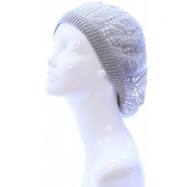 Berets Open Weave Womens Crochet Mesh Beanie Hat Flower Fashion Soft Knit Beret Cap - Gray Net - CF12BDHT9UR $9.57