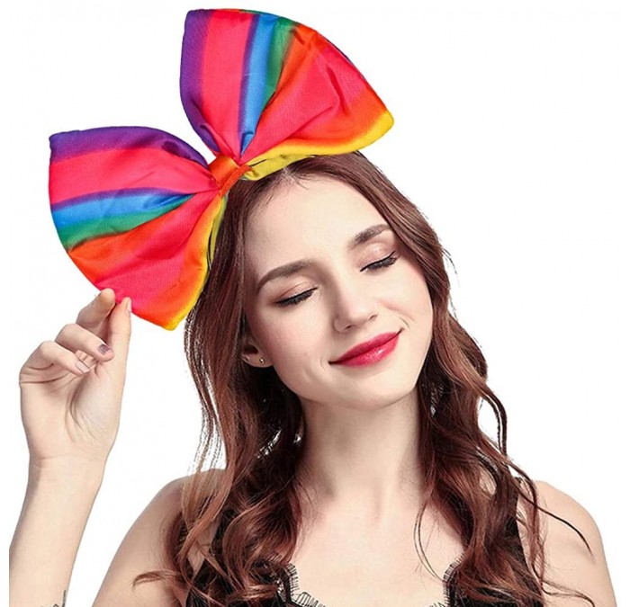 Headbands Women Huge Bow Headband Cute Bowknot Hair Hoop for Halloween Cosplay - Rainbow - CC18Y4673SC $21.24