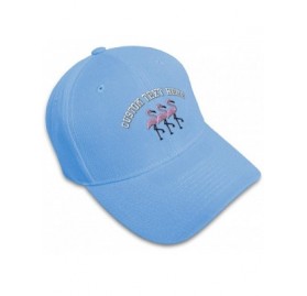 Baseball Caps Custom Baseball Cap Pink Flamingos Embroidery Acrylic Dad Hats for Men & Women - Light Blue - CG18SDIQOIN $22.23