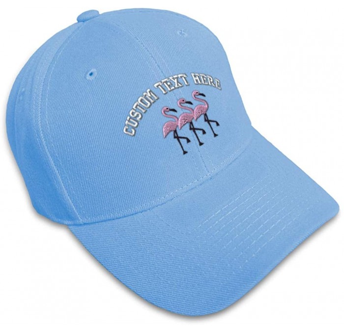 Baseball Caps Custom Baseball Cap Pink Flamingos Embroidery Acrylic Dad Hats for Men & Women - Light Blue - CG18SDIQOIN $38.40