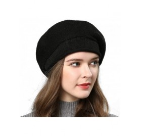 Berets Winter Black Berets for Women Knitted Beanies Warmer Hats - Black-4 - C618AYD4DWD $10.56