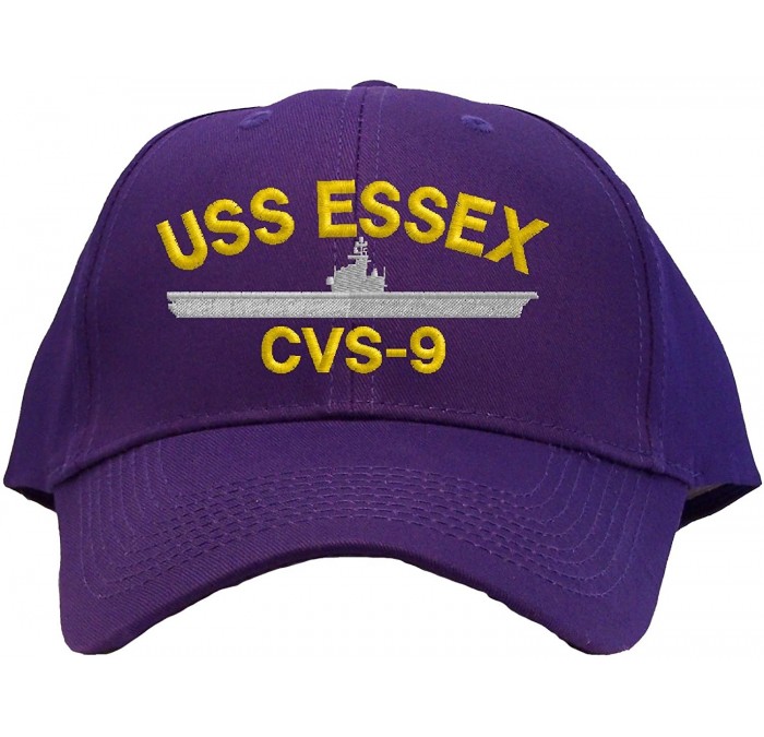 Baseball Caps USS Essex CVS-9 Embroidered Pro Sport Baseball Cap - Purple - CH183IDX22H $32.04