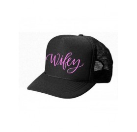 Baseball Caps Women's Mens Unisex Trucker HAT - Wifey - Cool Stylish Apparel Accessories - Black-pink Print - CA185C730S2 $12.35