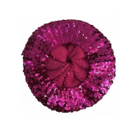 Berets Women Girls Sequin Beret Beanie Hat Cap Fashion Bright Vintage Classic Shining Headwear - B3-purple+pink+rose Red - C8...