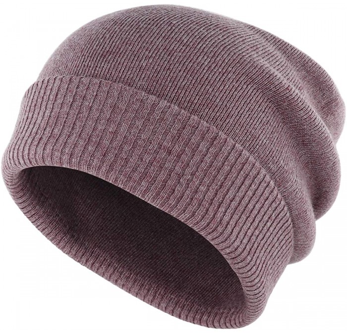 Skullies & Beanies Oversize Winter Beanie Hat - 30% Cashmere - Stretch Fitted - Purple - CB18Z2SCWII $25.93