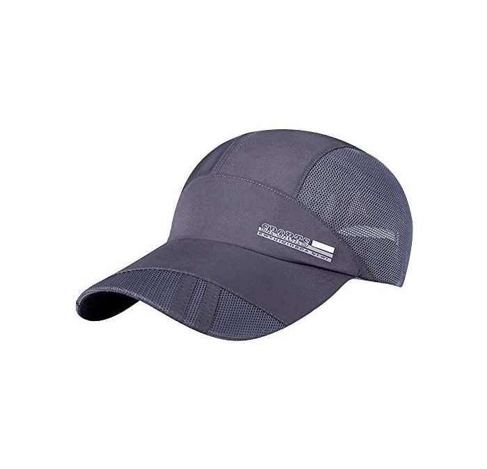 Baseball Caps Fashion Adult Mesh Hat Quick-Dry Collapsible Sun Hat Outdoor Sunscreen Baseball Cap - Gray - CK18HU75WQ8 $20.62
