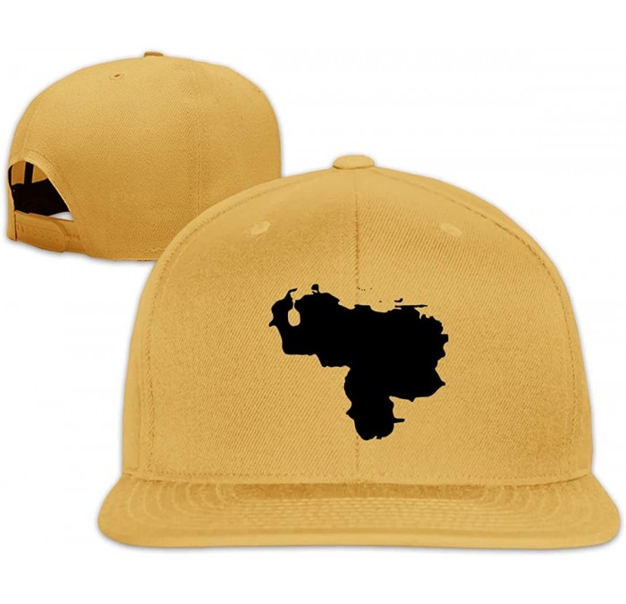 Baseball Caps Venezuela Map Snapback Hat Adjustable Solid Flat Bill Baseball Caps Mens - Yellow - CJ196XQL5L5 $31.69