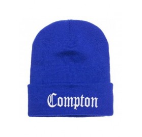 Skullies & Beanies 3D Embroidered Compton Warm Knit Beanie Cap Yupoong - Royal - CE120S59JYB $14.19