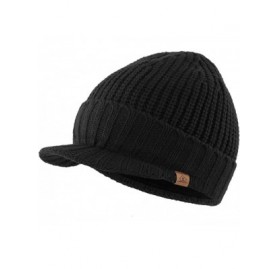 Skullies & Beanies Men's Outdoor Newsboy Hat Winter Warm Thick Knit Beanie Cap with Visor - Black - C7126Z651RL $9.82