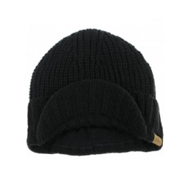 Skullies & Beanies Men's Outdoor Newsboy Hat Winter Warm Thick Knit Beanie Cap with Visor - Black - C7126Z651RL $9.82