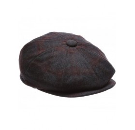 Newsboy Caps Men's Premium 100% Wool 8Panels Plaid Herringbone Newsboy Hat with Socks. - 2320-greyred - CX12N1WK3HM $34.75