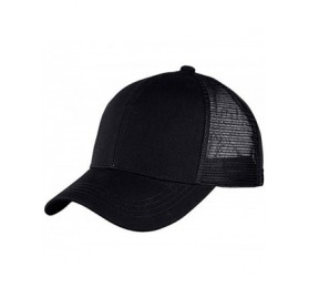 Baseball Caps Ponytail Baseball Cap Messy High Bun Adjustable Mesh Trucker Sun Hat - Black - CP18ST3OED6 $7.93